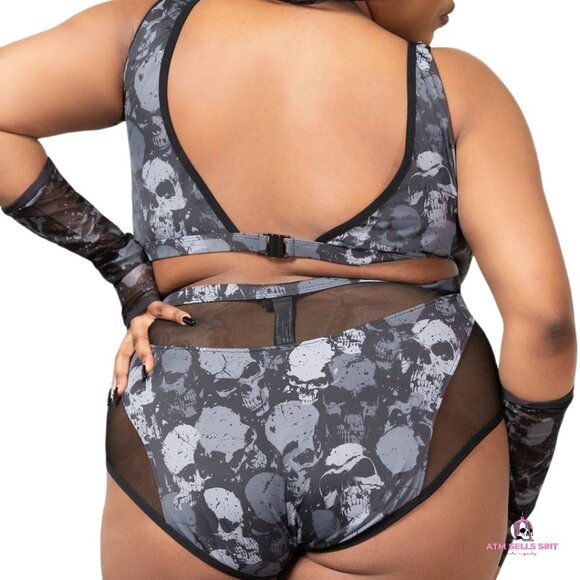 NWT Killstar Tomb Lagoon Skull Print Two-Piece Bikini Swimsuit Plus Size 3XL - Picture 4 of 10